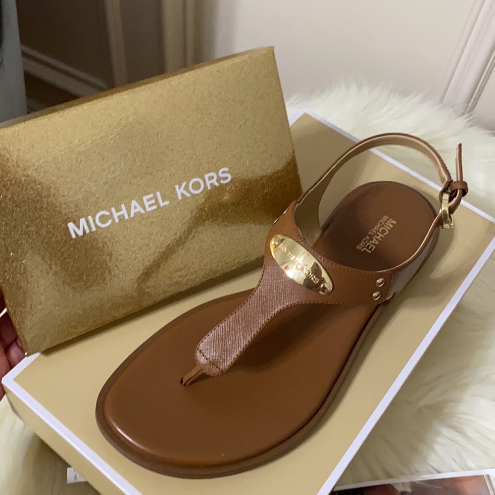 NWT Michael Kors Sandals Luggage Size 7.5 - Picture 3 of 6